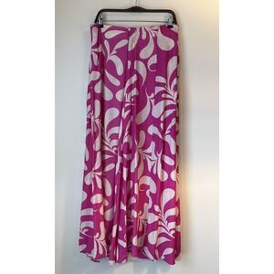 Glam Palazzo Pants Womens Size L Pink Flowy Geometric Wide Leg Boho Hippie New